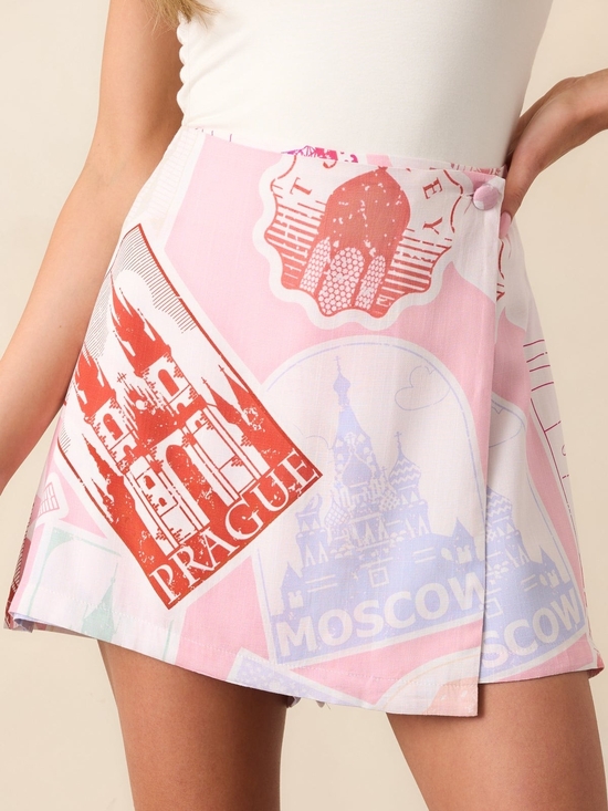 Prosperina Pants - NWT Prosperina Peyton Passport Print Pink Skort in XS